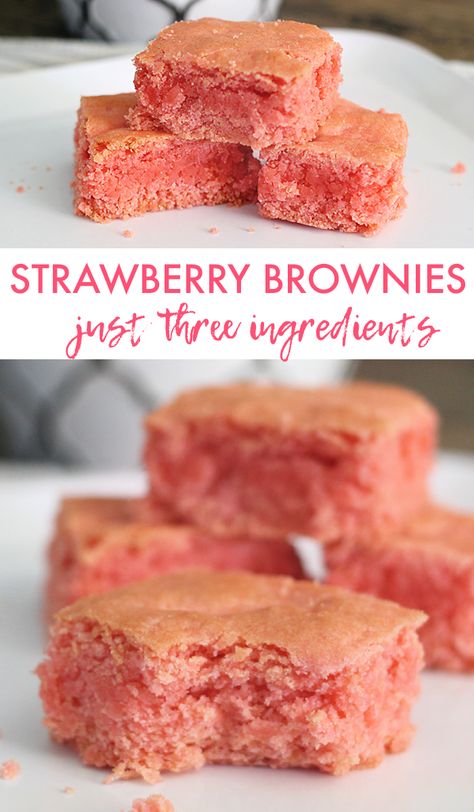 Strawberry Brownies Recipe Just 3 Ingredients #dessert #yummy #brownies #blondies #strawberry #food #recipes Strawberry Brownies Recipe, Yummy Food Recipes, Strawberry Brownies, Duncan Hines, Bar Cookies, Brownies Recipe, Brownie Recipe, Cream Cheese Recipes, Think Food