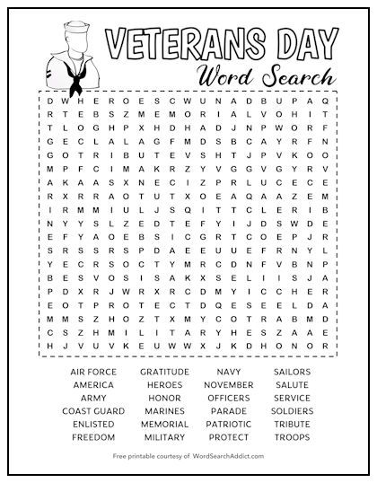 Our Veterans Day word search puzzle features 24 words and terms related to this commemorative holiday, including tribute, sailors, November, gratitude, and more. Great for both kids and adults. Download this FREE printable for you or your students today! Veterans Day Word Search, Veterans Day Free Printables, Veterans Day Worksheets For Kids, Free Veterans Day Crafts For Kids, November Word Search, Veterans Day Worksheets, November Gratitude, Free Veterans Day, Easy Word Search