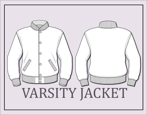 Varsity Jacket Drawing, Prom Jacket, Fashion Studies, College Jacke, Fashion Flat Sketch, Jacket Drawing, Apparel Design Inspiration, College Jackets, T Shirt Design Template