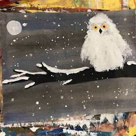 Kindergarten Winter Art, Winter Art Kindergarten, Owls Kindergarten, Snowy Owl Art, Snowy Owls, Winter Art Lesson, Kindergarten Art Lessons, Kindergarten Art Projects, Winter Art Projects