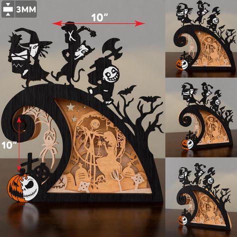 The Nightmare Before Multilayers Laser Cut SVG, Nightmare Before Multilayers, Nightmare Halloween,Halloween Multilayers,Halloween Decor,P381 Sandy Claws, Laser Crafts, Wood Laser Ideas, Cnc Table, Nightmare Before Christmas Decorations, Cnc Ideas, Laser Cut Wood Earrings, 3d Ideas, Laser Cut Wood Crafts