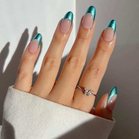 Mermaid Chrome Nails, Mermaid Chrome, Chrome Manicure, Opal Nails, Teal Nails, Chrome Nail Powder, May Nails, Mermaid Nails, Her Nails