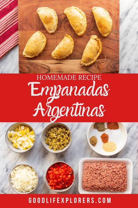 This recipe for beef empanadas Argentinas are going to give you a little taste of South America. Using homemade empanada dough and an easy ground beef filling, these appetizers are sure to become a family favorite! #goodlifexplorers Empanadas Recipe Argentina, Homemade Empanada Dough, Homemade Empanadas, Baked Empanadas, Empanada Dough, Empanadas Dough, Easy Ground Beef, Beef Empanadas, Favorite Recipes Dinner