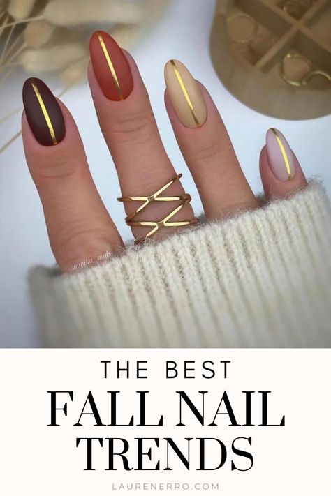 Fall is by far my favorite season. I’m so excited to bust out my boots and sweaters and drink a pumpkin spice latte! But what I’m most excited about is fall nails! I love the rich, dark colors that this season brings. I’m seeing so many warm browns, rich greens, and golden yellows for this season, and I can’t wait to get on the fall nail trends train! September Nails Art, Pumpkin Spice Nails, September Nails, Fall Nail Trends, Cute Nails For Fall, Seasonal Nails, Fall Nail Art, Brown Nails, Autumn Nails