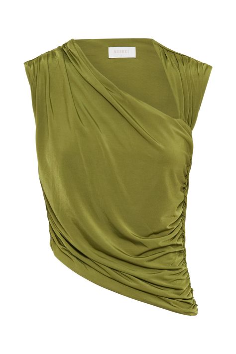 Sophisticated staple.The GRISELDA Draped Slinky Sleeveless Top is a chic and elegant piece for any wardrobe. It features an asymmetrical neckline and sleeveless design, offering a modern and sophisticated look. The ruched detailing and asymmetrical hemline add a touch of texture and flair. Fully lined for comfort, this top is perfect for both casual and dressy occasions, making it a versatile addition to your collection. Textured Outfit, Drapey Tops, Asymmetrical Outfit, Draped Tops, Unique Tops, Statement Tops, December Outfits, Ny Outfits, Star Wars Fashion