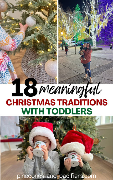 Creating memorable Christmas traditions with toddlers can be a magical and heartwarming experience! The holiday season takes on a whole new enchantment when celebrated with toddlers in the family. I'm a mom of three and we started some of our most favorite and memorable Christmas traditions with my kids when they were just toddlers. Christmas Activities With Babies, Christmas Things To Do With Toddlers, Winter Holiday Traditions, Christmas Traditions With Toddlers, Christmas Fun With Toddlers, Christmas Ideas With Toddlers, Kids Christmas Traditions Family, Christmas Day Traditions For Kids, Christmas Activities To Do With Kids