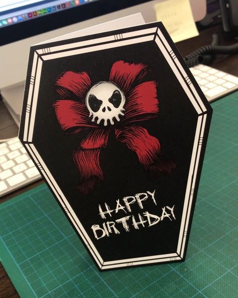 Emo Birthday Card, Goth Birthday Card, Coffin Card, Card Puns, Birthday Card Puns, Mothers Day Cards Craft, Homemade Birthday Gifts, Indie Goth, Cards Happy Birthday