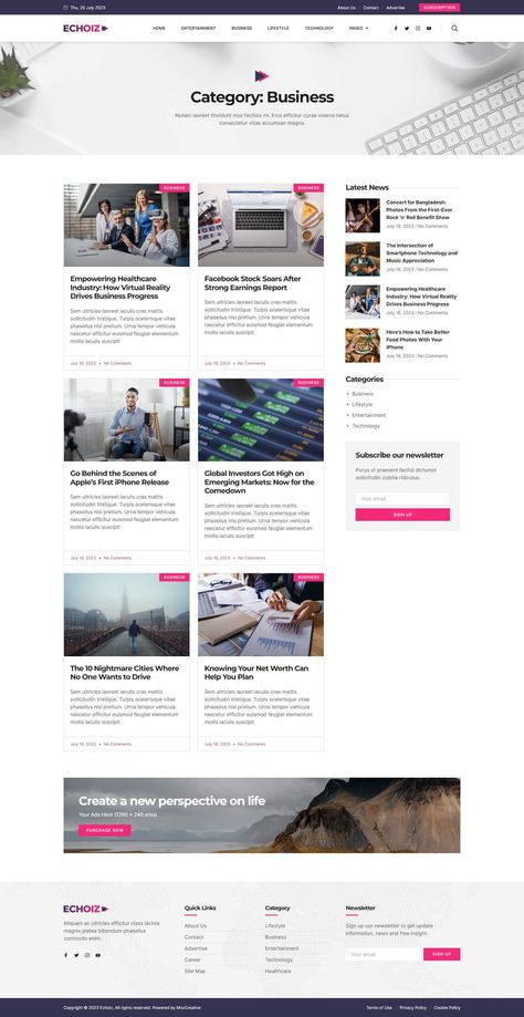 Echoiz - News & Magazine Elementor Pro Template Kit News Site Design, News Page Web Design, Blog Page Design Layout, News Page Design, Blog Page Design, Blogging Website, Simple Website Design, News Website Design, Magazine Website