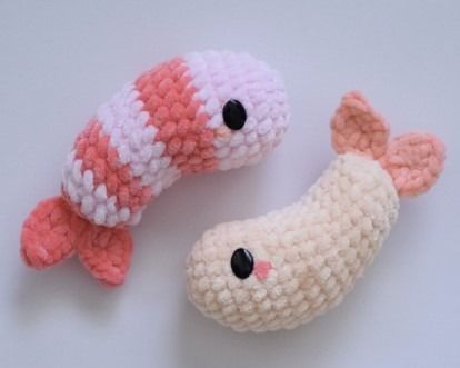 Mini Plush Crochet Shrimp PDF Free Pattern - Amigurumiday Shrimp Amigurumi Free Pattern, Crochet Shrimp Free Pattern, Shrimp Crochet Pattern, Crochet Shrimp, Rainbow Shrimp, Plush Crochet, Amigurumi Plush, Chicken Pattern, Penguin Pattern