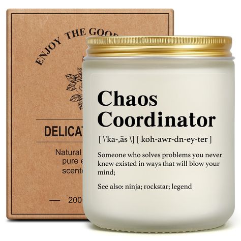 PRICES MAY VARY. Chaos Coordinator Candle: The saying “ Chaos Coordinator ” means the one who always solves problems you never knew existed in ways. Unique birthday gift for a boss, coworker gifts for women, teachers thank you gifts, employee appreciation gifts, office gifts for managers, gifts for boss female, co-workers, colleague, work bestie, mom, dad, coach, friends, staff, secretary, hostess, mentor, principal, men, doctors, nurse, her, him... Best Boss Gifts for Women: The CINGUE candle c Employee Birthday Gifts, Student Birthday Gifts, Best Boss Gifts, Principal Appreciation, Office Christmas Gifts, Boss Birthday Gift, Birthday Gifts For Friends, Employee Christmas Gifts, Boss Gifts