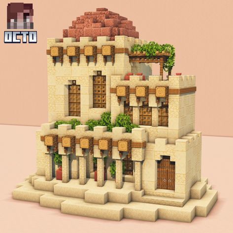 Desert Aesthetic Minecraft, Desert Starter Base Minecraft, Desert Starter House Minecraft, Sand Biome House Minecraft, Sand Houses Minecraft, Minecraft Desert Library, Desert Build Minecraft, Minecraft Dessert House Ideas, Dessert Minecraft Build