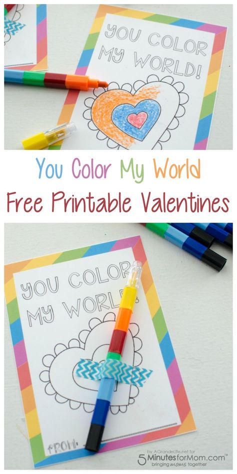 You Color My World Free Printable Valentines #ValentinesDay Valentines Printables Free Kids, Color My World Valentine, Valentines Day Sayings, Crayon Valentines, Free Printable Valentines, Pinterest Valentines, Roses Valentine, Valentines Printable, Valentines Day Memes