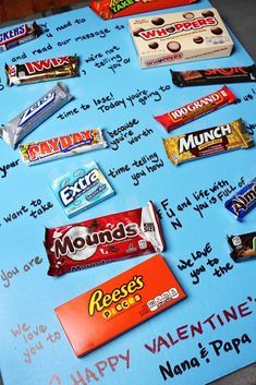 Candy Bar Messages, Candy Cards For Valentines Day, Chocolate Bar Valentines, Candy Poster Board, Valentine Candy Grams, Candy Bar Cards, Valentines Card Message, Candy Bar Sayings, Candy Birthday Cards