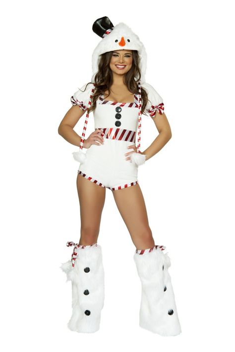 Featuring back zipper closure, short sleeves, stretchy metallic fabric. NOTE: Hat and Legwarmers NOT included. Snowman Fancy Dress, Snowman Costume, Holiday Lingerie, Christmas Fancy Dress, White Costumes, Christmas Costumes, Cute Snowman, Keto Snacks, White Short