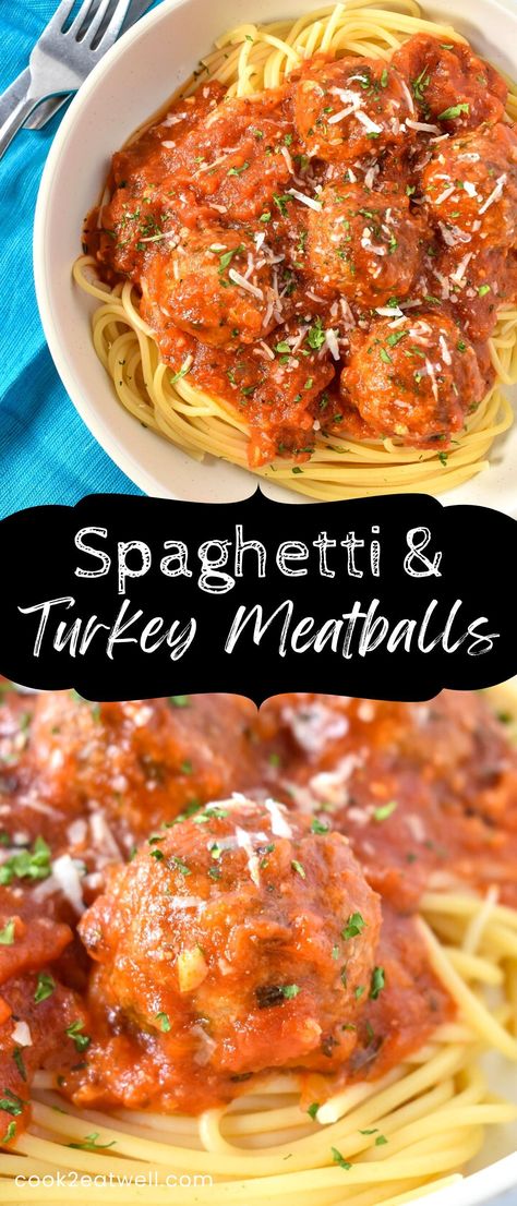 Turkey Meatballs And Sauce, Chicken Meatballs Spaghetti, Spaghetti Turkey Meatballs, Parmesan Turkey Meatballs, Turkey Meatballs For Spaghetti, Spaghetti With Turkey Meatballs, Turkey Meatballs With Pasta, Spaghetti And Turkey Meatball Recipes, How To Make Turkey Meatballs