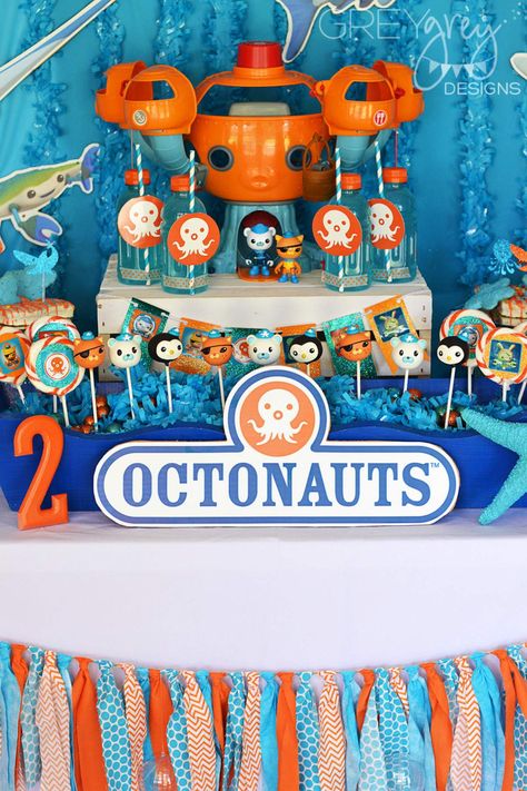 Octonauts Birthday Party Food, Octonauts Birthday Party Ideas, Octonauts Birthday Party, Octonauts Party, Ocean Birthday Party, Ocean Birthday, Birthday Themes For Boys, Diy Birthday Decorations, Sea Birthday