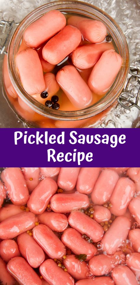 PICKLED SAUSAGE RECIPE - 100Krecipes Copycat Penrose Sausage, Picked Bologna, Pickled Sausage Recipe Homemade, Penrose Pickled Sausage Recipe, Spicy Pickled Sausage Recipe, Penrose Hot Sausage Recipe, Pickled Wieners Recipe, Pickled Eggs And Sausage Recipe, Vienna Sausage Recipes