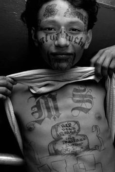 MS 13 Family First Tattoo, Ms 13, Gang Tattoos, Tattoos Meaning, Reaper Tattoo, Gang Culture, Street Tattoo, Prison Tattoos, Face Tattoos