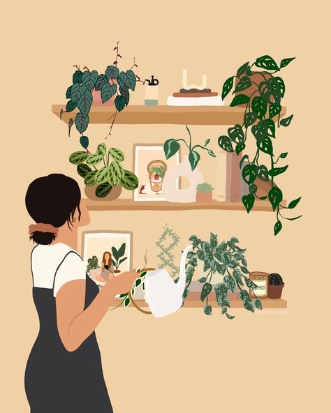 Aesthetic Plant Pot, Bedroom Aesthetic Plants, Plants Room Aesthetic, Plants Bedroom Aesthetic, Plant Bedroom Aesthetic, Plant Room Aesthetic, Shelf Aesthetic, Plant Cartoon, Tattoo Plant