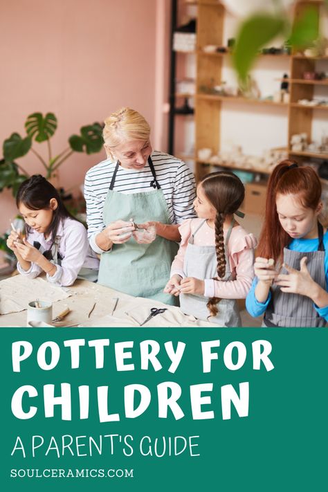 Pottery is a fun and educational activity ideal for kids older than 4 years old. Through pottery making, you can teach children how to follow directions as well as to be creative and express themselves. #pottery #kidspottery #kidscrafts Pottery Projects For Kids, Pottery For Kids, Homemade Ceramics, Beginners Ceramics, Kids Workshop, Pottery Lessons, Beginner Pottery, Kids Studio, Kids Pottery