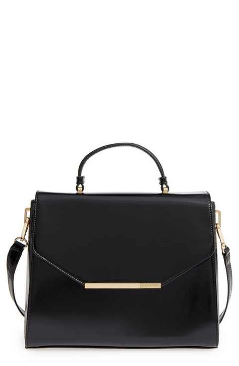 Ladies Purses Handbags Style, Ted Baker Handbag, Structured Purse, Handbag Styles, Structured Handbags, Handbag Satchel, Vegan Purses, Handbags Black, Faux Leather Top