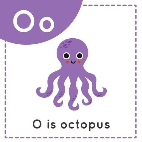 Cute Cartoon Octopus, English Alphabet For Kids, Alphabet Tracing Printables, Abc Animals, Cartoon Octopus, Letter Learning, Baby Books Diy, Books Diy, Alphabet Pictures