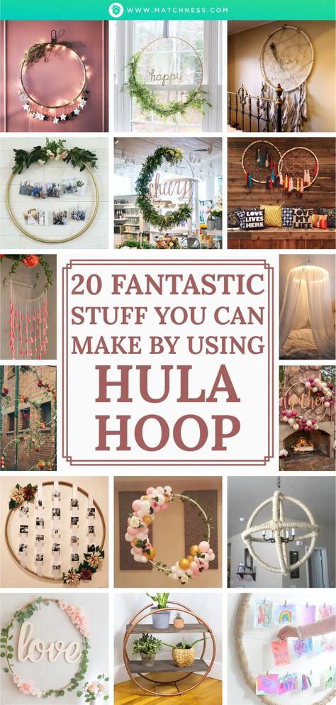 20 Fantastic Stuff You Can Make by Using Hula Hoop - Matchness.com Hula Hoop Diy Projects, Hula Hoop Decoration Diy, Hula Hoop Crafts, Hoola Hoop Diy Decor, Hula Hoop Weaving, Hula Hoop Diy, Hula Hoop Light, Woodsy Aesthetic, Hula Hoop Rug