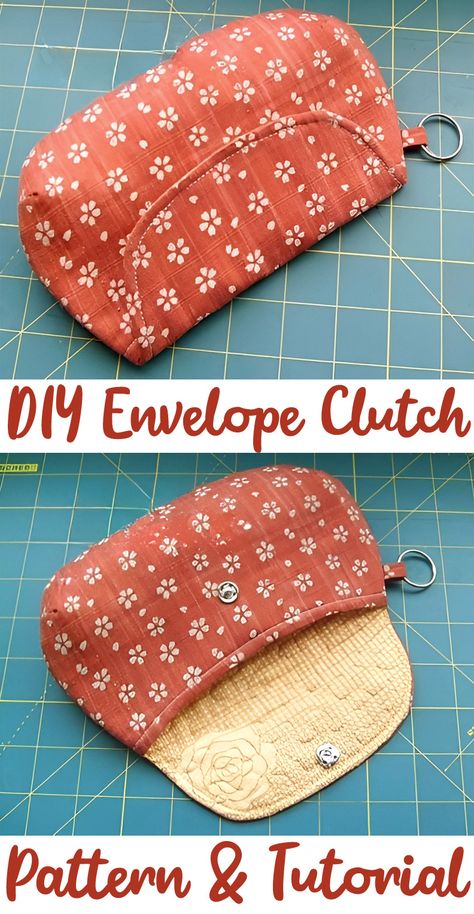 Fabric Envelope Pouch, Envelope Purse Pattern, Free Clutch Sewing Pattern, Small Purse Sewing Pattern Free, Make A Purse Free Pattern, Small Clutch Purse Pattern, Envelope Pouch Pattern, Diy Fabric Envelope, Clutch Diy Tutorial