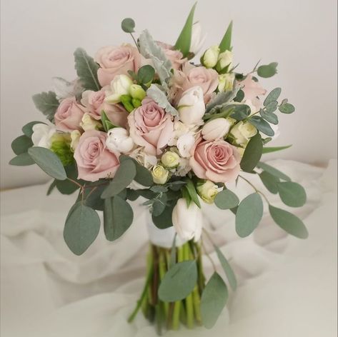 Freesia Wedding Bouquet, Tulip Bouquet Wedding, Bridal Bouquet White, White Freesia, Send Love, Tulip Bouquet, Dusty Miller, Blush Pink Weddings, White Tulips