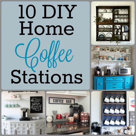 10 DIY Home Coffee Stations - KnockOffDecor.com Industrial Coffee Shop, Bar Quotes, Diy Coffee Station, Coffee Infographic, Coffee Bar Station, Coffee Stations, Coffee Meme, Home Coffee Stations, Coffee Drawing