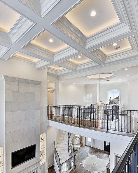 Coffered Ceiling Lighting, Island Kitchens, Coffered Ceiling Design, Luxury Ceiling Design, Kitchens Ideas, Interior Ceiling Design, House Ceiling Design, Pop Ceiling Design, Decorating Kitchen