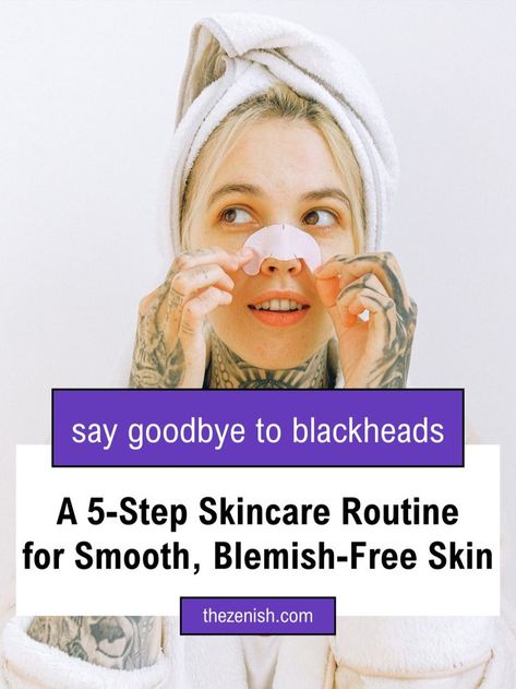 Dealing with blackheads and large pores? Look no further! Here's a 5-step skincare routine that can help you get the clear flawless skin you're looking for. Say goodbye to blackheads and hello to a radiant complexion! Learn how to effectively clear up blackheads, discover essential skin care products, and create a daily routine that works! Don't let blackheads on your face or nose hold you back from feeling confident anymore - take control of your skincare journey! Easy Skin Care Routine, Clear Flawless Skin, Easy Skincare Routine, Easy Skin Care, Pores And Blackheads, Easy Skincare, Get Clear Skin, Nose Pores, A Daily Routine