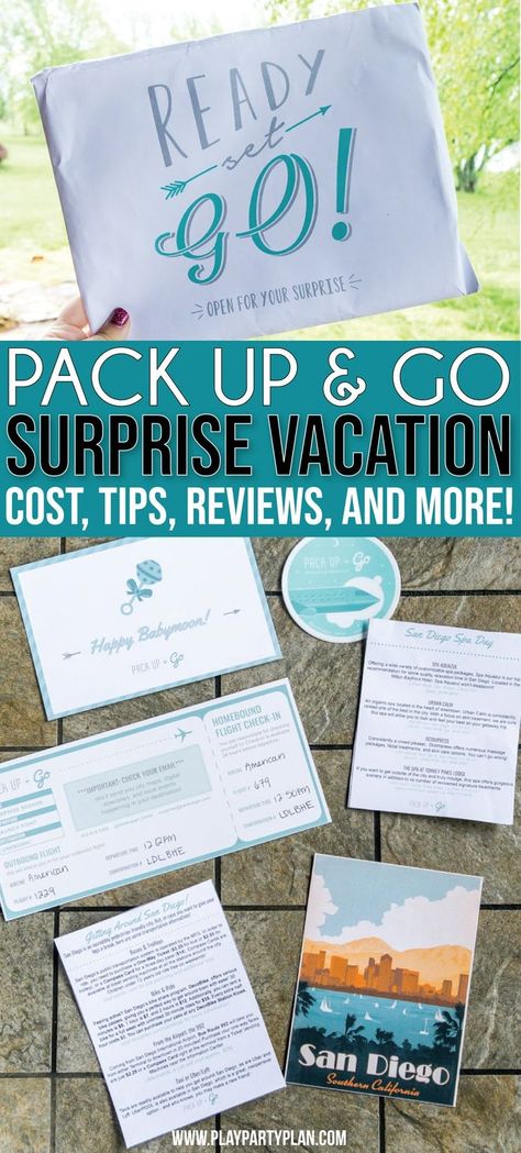 Looking for fun surprise vacation ideas for husband, boyfriend, or even a trip with your kids? Find out how the Pack Up and Go travel agency can plan an entire surprise vacation for you! They’ll set you up with great destinations, ideas to do there, and book things for you! All you have to do is open the envelope to reveal where you’re going! Check out these posts for an unbiased review of the experience! Surprise Vacation Reveal, Surprise Birthday Trip, Surprise Trip Reveal, Surprise Vacation, Surprise Boyfriend, Happy Vacation, Pack Up And Go, Book Things, Pack Up