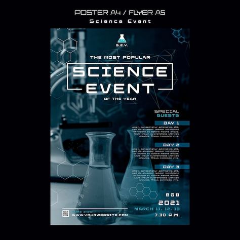 Science event poster template | Free Psd #Freepik #freepsd #chemistry-poster #chemical-elements #substance #chemistry Chemistry Posters, College Event, Event Poster Template, غلاف الكتاب, Poster Template Free, Medical Posters, Science Background, Physical Chemistry, Medical Background