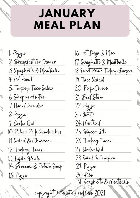 Meal Planning For Big Families, Family Dinner Ideas For The Week, Weekly Menu Ideas Families, Simple Week Meal Plan, No Beef Meals, Easy Dinner Meal Plan For The Week, Cheap Monthly Meal Plan Family Of 4, Meal Plan Family Of Five, Easy Dinner Menu For The Week