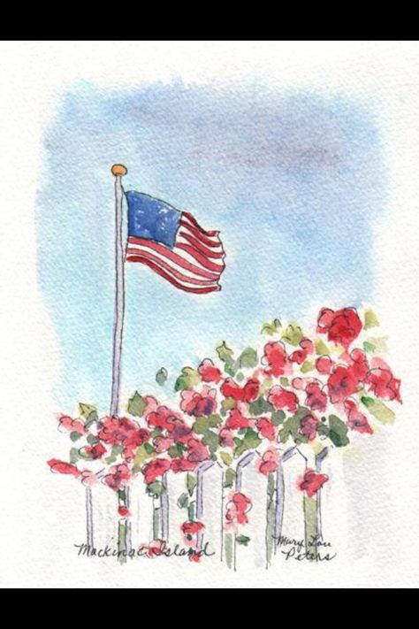 Fourth Of July Watercolor Painting, Patriotic Watercolor Art, 4th Of July Watercolor Paintings, American Flag Watercolor Painting, Fourth Of July Watercolor, 4th Of July Watercolor, Patriotic Watercolor, American Flag Drawing, Rustic Americana