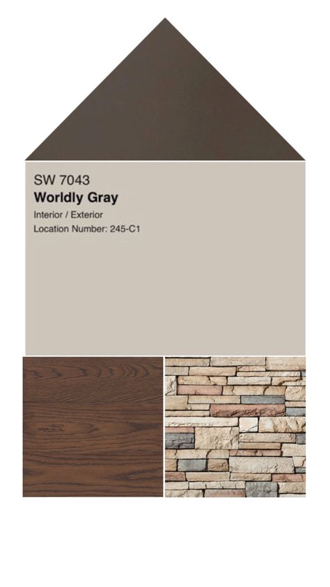 Tin burnished slate, rock Mohave, stain spiced brown, stucco worldly gray Stucco And Stone Exterior Color Schemes, Stucco And Stone Exterior, Stucco Colors, Worldly Gray, Slate Rock, Exterior House Renovation, Stucco Homes, Stucco Exterior, Exterior Color Schemes