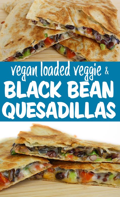 Black Bean Veggie Quesadilla, Vegan Bean Quesadilla, Black Bean Quesadilla Vegan, Black Bean Dishes Dinners, Black Bean And Pepper Quesadilla, Plant Based Quesadillas, Veg Quesadilla Recipes, Bean Quesadilla Recipes, Black Bean Dishes