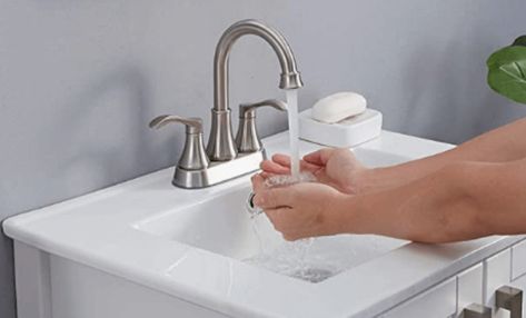 How To Keep Brushed Nickel Faucets From Spotting How To Clean Brushed Nickel Faucets, Brushed Nickel Shower Fixtures, Nickel Bathroom Fixtures, Remove Water Spots, Nickel Faucet, Polished Nickel Faucet, Hard Water Spots, Brushed Nickel Faucet, Brushed Nickel Bathroom