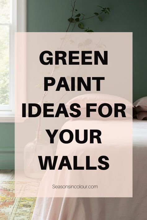 Green painted walls have a wonderful power to help us restore our batteries and relax. But with so many shades and brands to choose from, finding the right color for your bedroom, living room or kitchen can be daunting. Lots of tips and ideas for finding the perfect shade of green for your home makeover. The furniture and accessories to ise with green. #seasonsincolour #green #painting #interior Wall Paint Green Shades, Green Color Wash Walls, Painted Wall Inspiration, Green Paint Living Room Ideas, Best Green Living Room Paint Color, Green Paint Color For Bedroom, Shades Of Green For Bedroom, Pale Green Living Room Color Scheme, Green Wall Interior Living Room