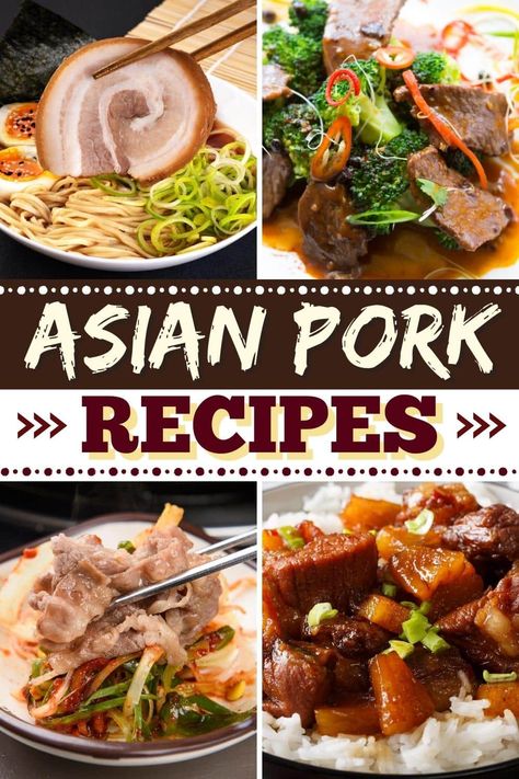 These Asian pork recipes are all restaurant-quality! From ramen to stir-fry to rice bowls, you'll love each tasty dish. Asian Pork Steak Recipes, Asian Pork Dishes, Asian Pork Noodle Recipes, Asian Pork Shoulder Recipes, Pork Asian Recipes, Asian Pork Belly, Asian Pulled Pork, Authentic Asian Dishes, Asian Pork Recipes