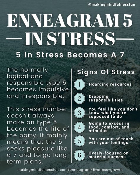 In stress, the enneagram 5 takes on the negative traits of the enneagram 7, The Enthusiast. The normally systematic and responsible type 5 becomes impulsive and irresponsible. #enneagram #enneagram5 Istp Type 5, Enneagram Type 5 Male, Intj Enneagram Type 5, Enneagram 5 Wing 6, Enneagram 5 Relationships, Enneagram Type 5 Aesthetic, Enneagram Type 5 Female, Enneagram 5 Aesthetic, Enneagram 5 W 4