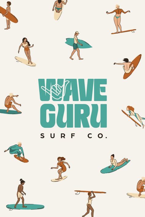 Retro Surf Poster, Surfer Graphic Design, Surfing Graphic Design, Surf Brand Logo, Surf Illustration Graphic Design, Retro Surf Aesthetic, Surf Design Graphic, Surf Graphic Design, Surf Branding