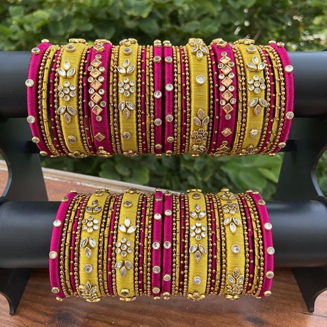 Silk Thread Earrings Designs, Silk Thread Necklace, Silk Thread Bangles Design, Silk Bangles, Silk Thread Earrings, Thread Bangles Design, Bangles Diy, Colorful Bangles, Neck Pieces Jewelry