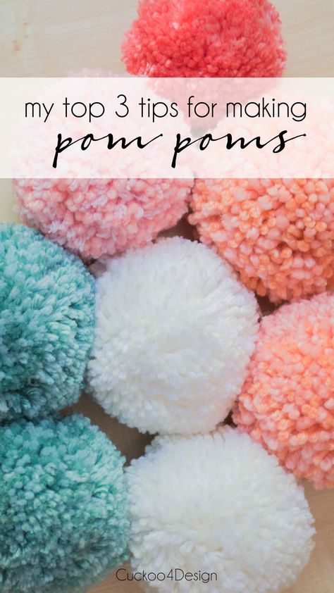 top 3 tips for making pom poms via @jakonya Easter Pom Pom Crafts, Making Pom Poms, Jumbo Easter Eggs, Pom Pom Bunnies, Easter Wood Crafts, Pom Pom Pillows, Pretty Accessories, How To Make A Pom Pom, Diy Pom Pom