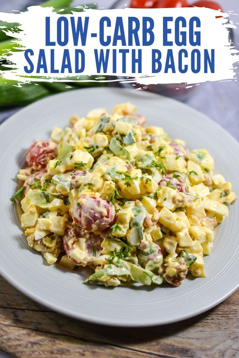 Egg Salad Recipe With Bacon, Egg Salad With Bacon, Keto Egg Salad Recipe, Egg Salad Recipe Easy, Kasey Trenum, Keto Egg Salad, Salad Recipes With Bacon, Keto Pasta Recipe, Recipe With Bacon