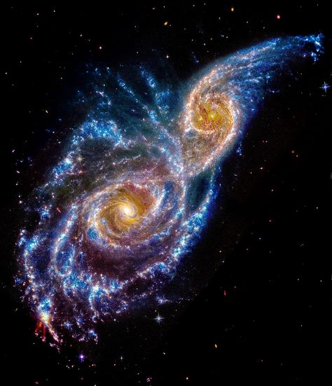 JWST Just Released A New Image of a Pair of Colliding Galaxies; NGC 2207 and IC 2163 Colliding Galaxies, Hubble Galaxies, Perfect Boyfriend Quotes, Sweet Boyfriend Quotes, Sky People, Black Holes, Boyfriend Quotes, Dope Art, To Infinity And Beyond