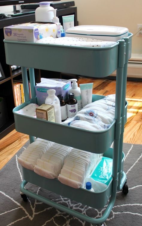 Fill one with baby supplies for handy access in the nursery. | 25 Awesomely Creative Ways To Use A Bar Cart Raskog Ikea, Ikea Raskog, Baby Storage, Nursery Organization, Baby Tips, Steampunk Style, Baby Organization, Baby Supplies, Baby Time