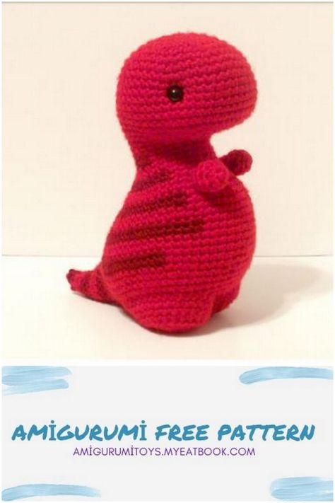 Amigurumi DINOZAVRIK TIREX Free Pattern - Amigurumi toys Crochet Dinosaur Pattern Free, Crochet T-rex, Dinosaur Patterns, Crochet Dinosaur Patterns, Crochet Doll Tutorial, Crochet Small, Easy Crochet Animals, Crochet Dinosaur, Pola Amigurumi