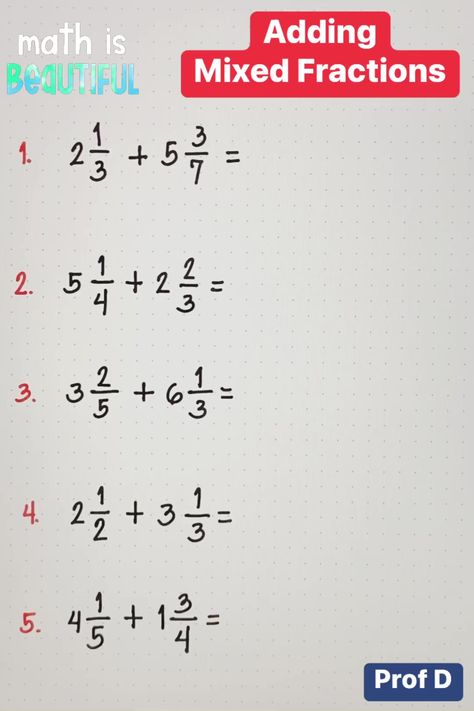 How To Add Mixed Fractions, Addition Of Mixed Fractions, Solving Fractions, Adding Mixed Fractions, How To Add Fractions, Fractions Decimals And Percentages, Add Fractions, Addition Of Fractions, Matematika Sd